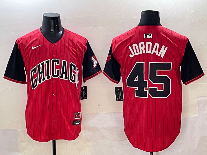Men Chicago White Sox #45 Jordan Red Stripe Joint Name 2025 Nike MLB Jersey style 1->chicago white sox->MLB Jersey